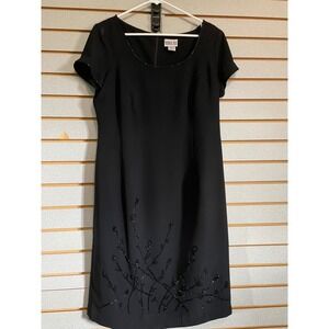 Robbie Bee Black Dress Women's Size 12 Beaded Detail Party Cocktail Career